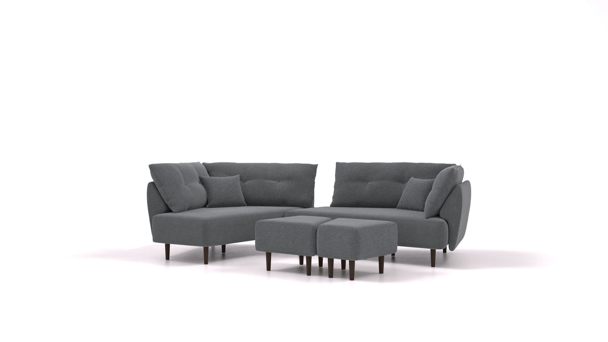 Diagon, modularna sjedeća garnitura FEYDOM u tkanini Astra AT-88 Dark Grey, tamne noge