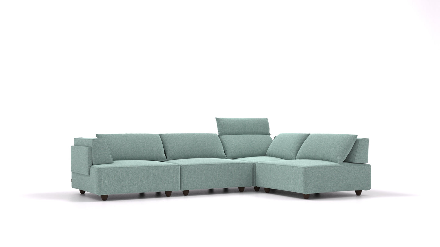 CasCais C, modularna sjedeća garnitura FEYDOM u tkanini Alure DE-75 Pastel Blue, tamne noge