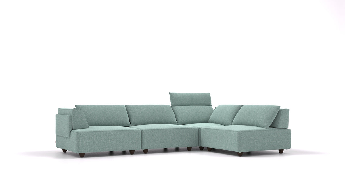 CasCais C, modularna sjedeća garnitura FEYDOM u tkanini Alure DE-75 Pastel Blue, tamne noge