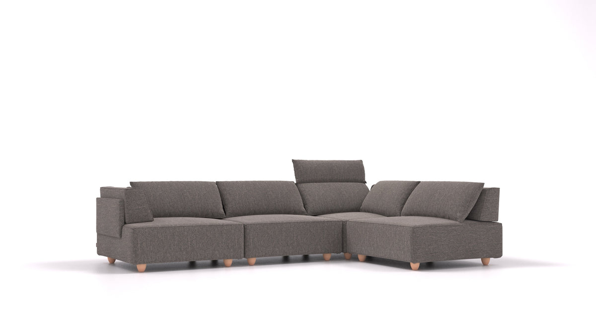 CasCais C, modularna sjedeća garnitura FEYDOM u tkanini Alure DE-92 Middle Grey, svijetle noge