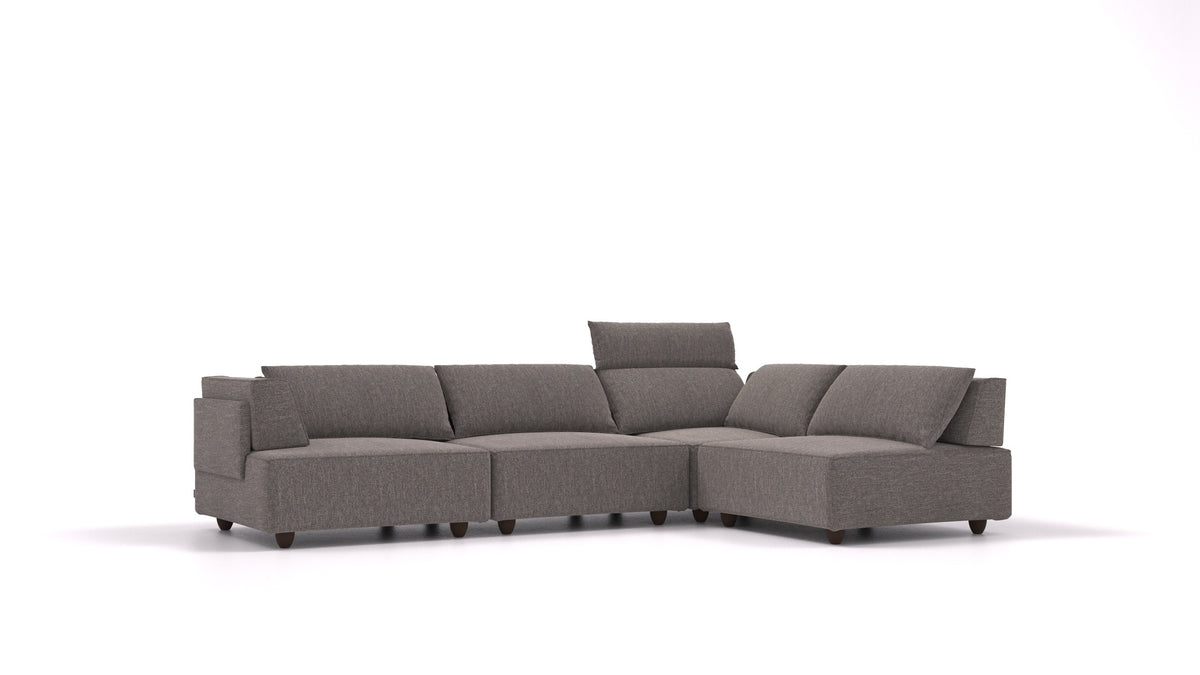 CasCais C, modularna sjedeća garnitura FEYDOM u tkanini Alure DE-92 Middle Grey, tamne noge