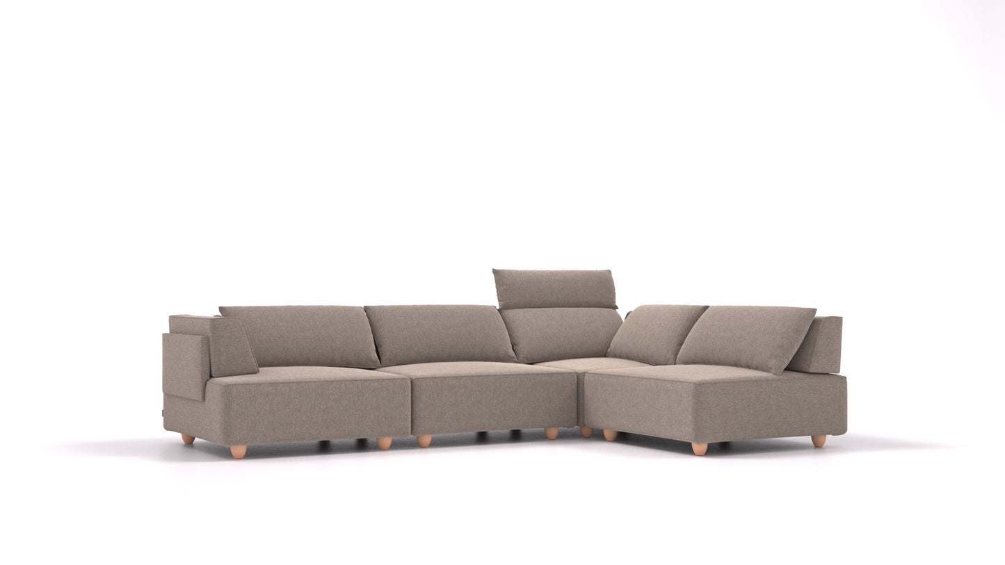 CasCais C, modularna sjedeća garnitura FEYDOM u tkanini Velare ET-14 Middle Grey, svijetle noge