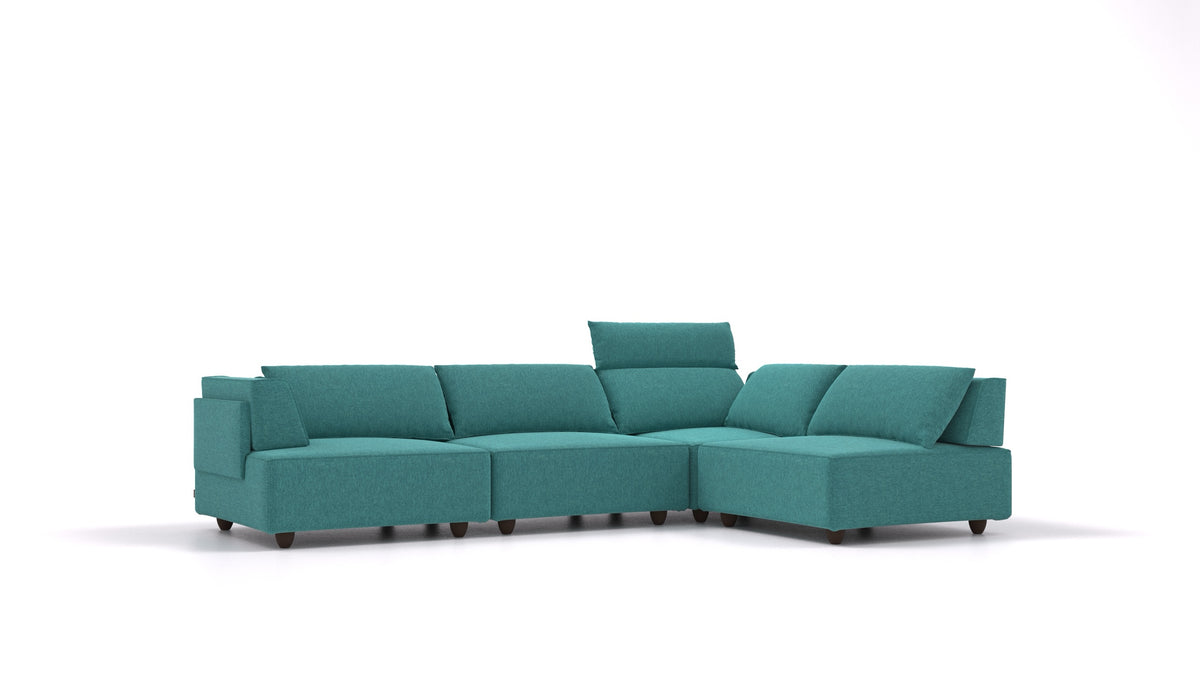 CasCais C, modularna sjedeća garnitura FEYDOM u tkanini Velare ET-16 Turquoise, tamne noge