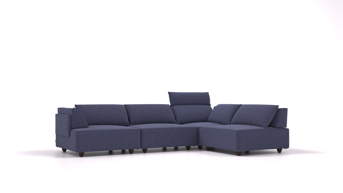 CasCais C, modularna sjedeća garnitura FEYDOM u tkanini Velare ET-80 Noble Blue, tamne noge