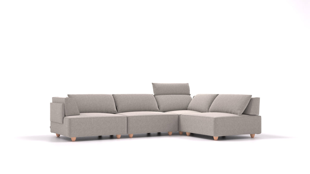 CasCais C, modularna sjedeća garnitura FEYDOM u tkanini Phoenix FE-84 Middle Grey, svijetle noge