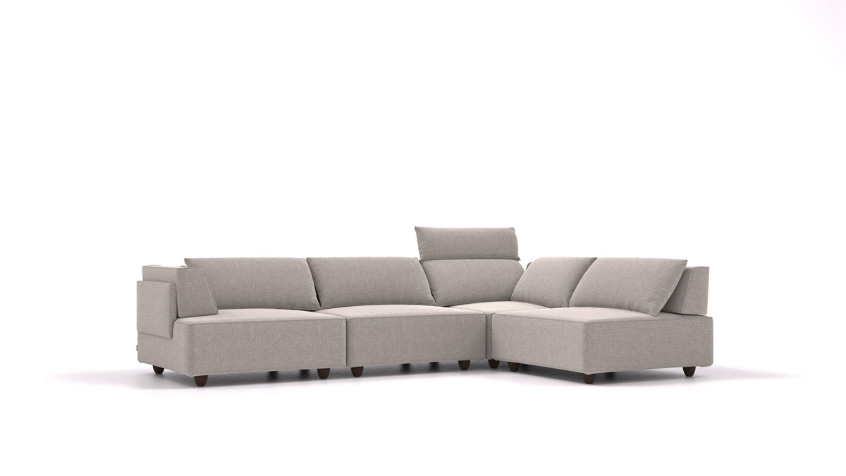 CasCais C, modularna sjedeća garnitura FEYDOM u tkanini Phoenix FE-84 Middle Grey, tamne noge