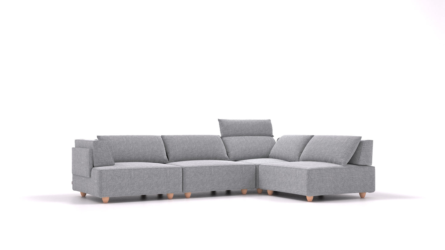 CasCais C, modularna sjedeća garnitura FEYDOM u tkanini Phoenix FE-92 Dark Grey, svijetle noge