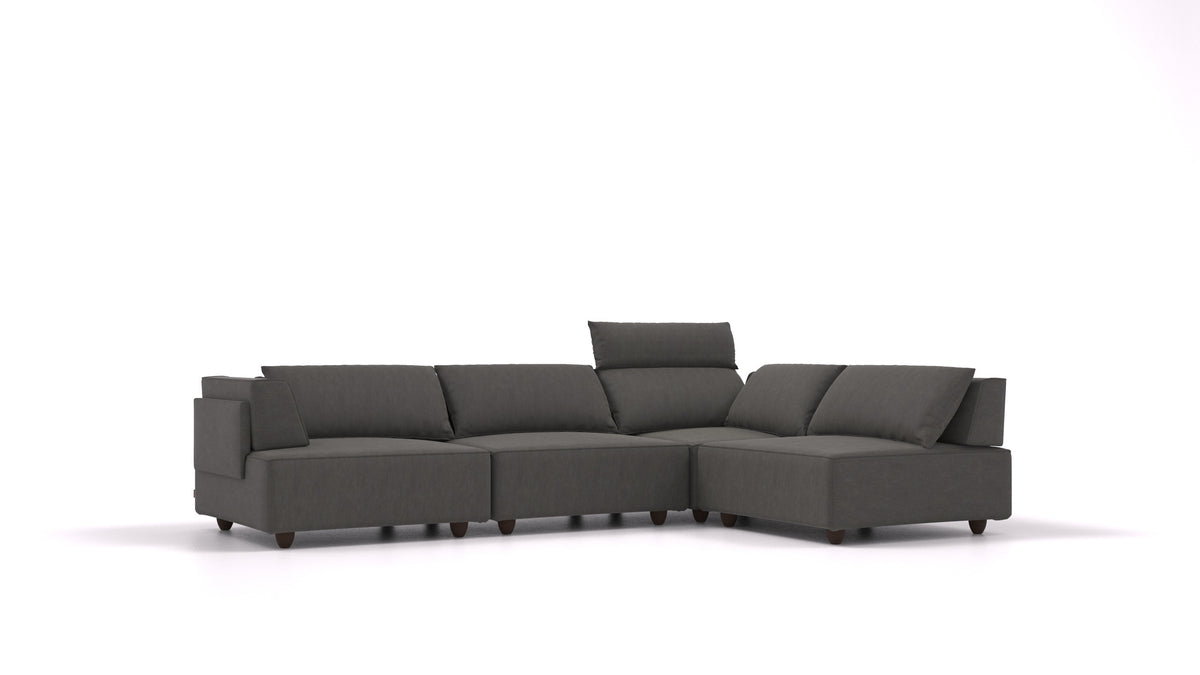 CasCais C, modularna sjedeća garnitura FEYDOM u tkanini Mollia FF-12 Dark Grey, tamne noge