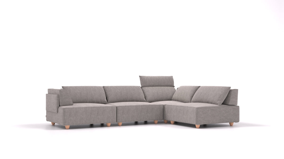 CasCais C, modularna sjedeća garnitura FEYDOM u tkanini Mollia FF-14 Middle Grey, svijetle noge