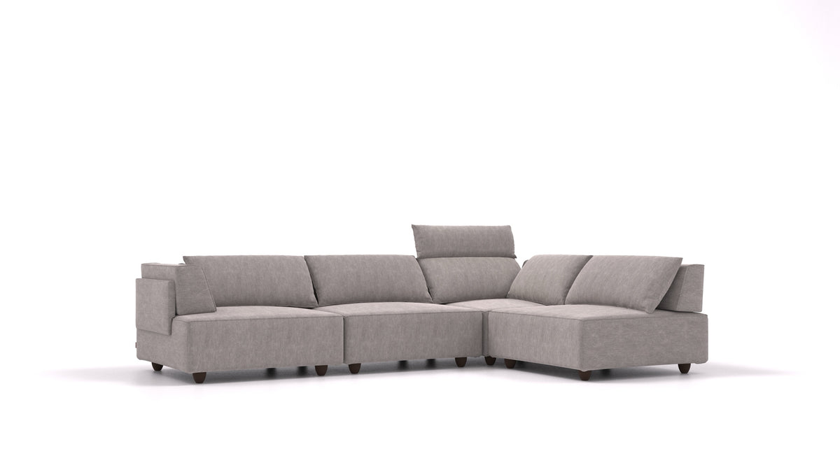 CasCais C, modularna sjedeća garnitura FEYDOM u tkanini Mollia FF-14 Middle Grey, tamne noge