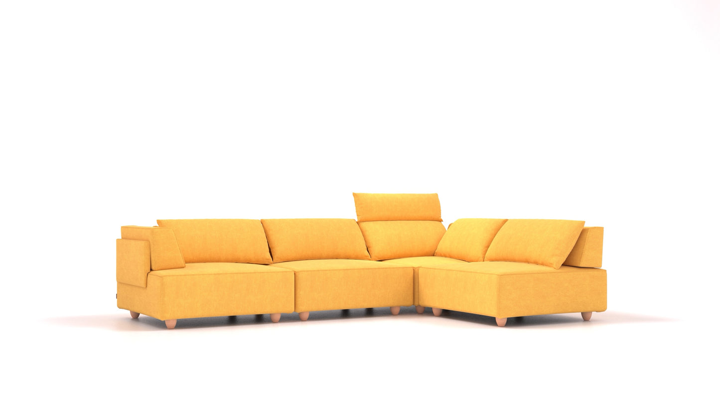 CasCais C, modularna sjedeća garnitura FEYDOM u tkanini Mollia FF-16 Yellow, svijetle noge