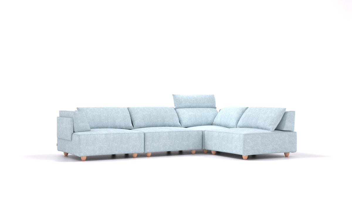 CasCais C, modularna sjedeća garnitura FEYDOM u tkanini Mollia FF-19 Pastel Blue, svijetle noge
