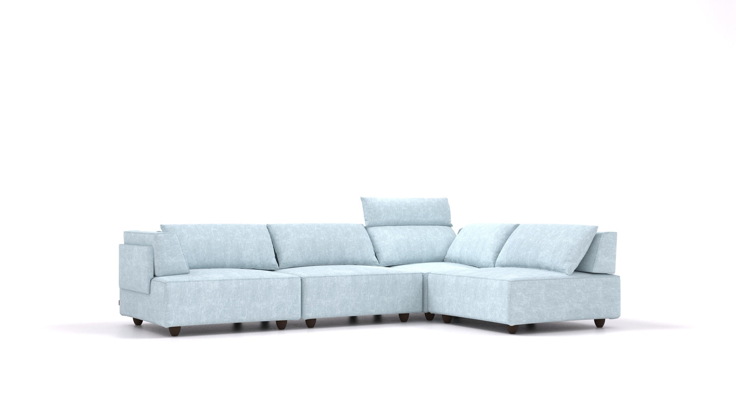 CasCais C, modularna sjedeća garnitura FEYDOM u tkanini Mollia FF-19 Pastel Blue, tamne noge