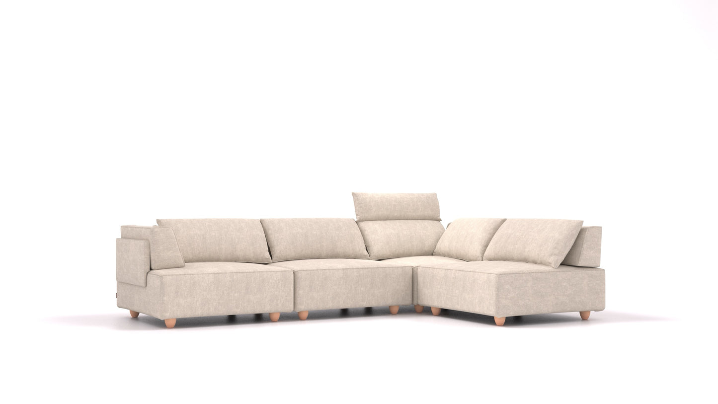 CasCais C, modularna sjedeća garnitura FEYDOM u tkanini Mollia HC-04 White, svijetle noge