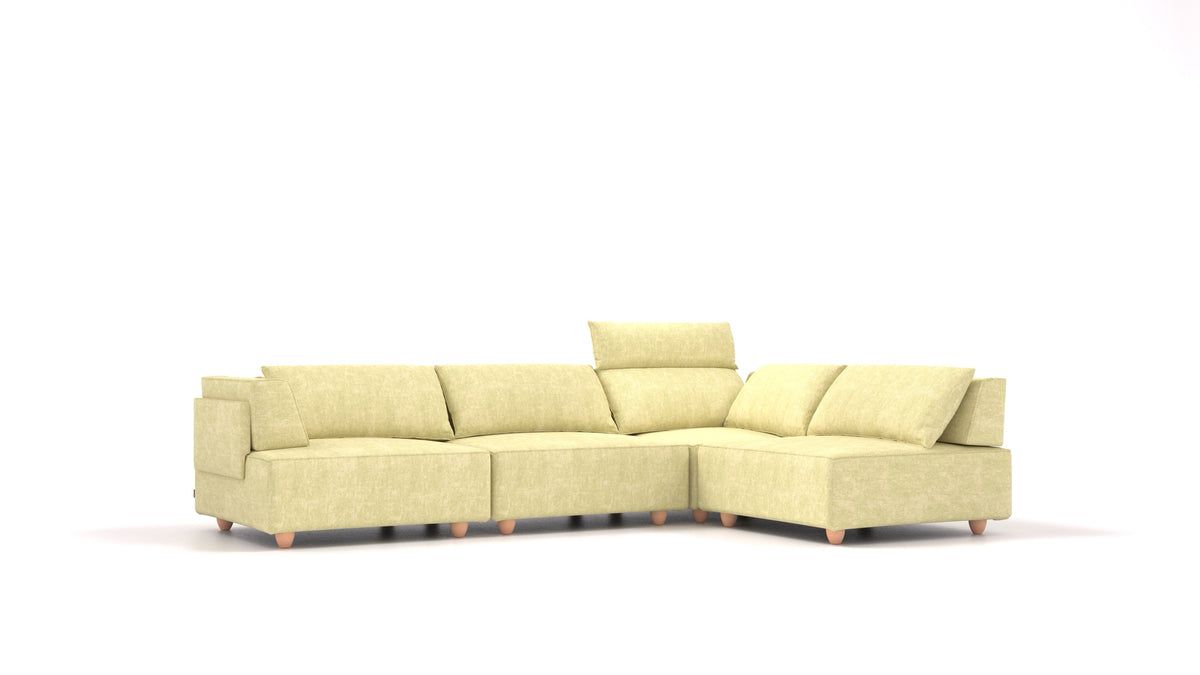 CasCais C, modularna sjedeća garnitura FEYDOM u tkanini Mollia HC-09 Grass Green, svijetle noge