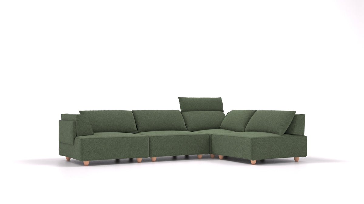 CasCais C, modularna sjedeća garnitura FEYDOM u tkanini Icon IC-39 Forest, svijetle noge