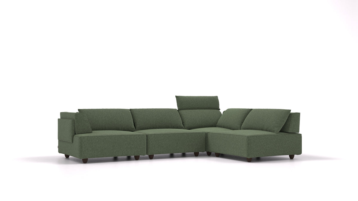 CasCais C, modularna sjedeća garnitura FEYDOM u tkanini Icon IC-39 Forest, tamne noge