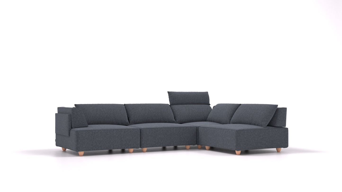 CasCais C, modularna sjedeća garnitura FEYDOM u tkanini Icon IC-79 Deep Blue, svijetle noge