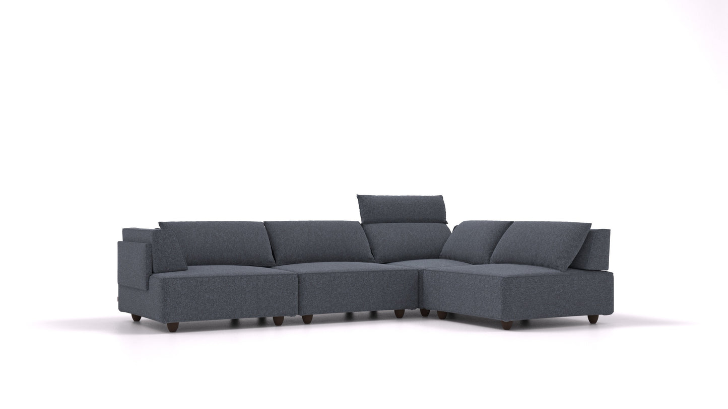 CasCais C, modularna sjedeća garnitura FEYDOM u tkanini Icon IC-79 Deep Blue, tamne noge