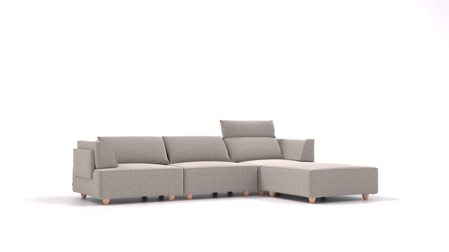 CasCais CS, modularna sjedeća garnitura FEYDOM u tkanini Phoenix FE-84 Middle Grey, svijetle noge