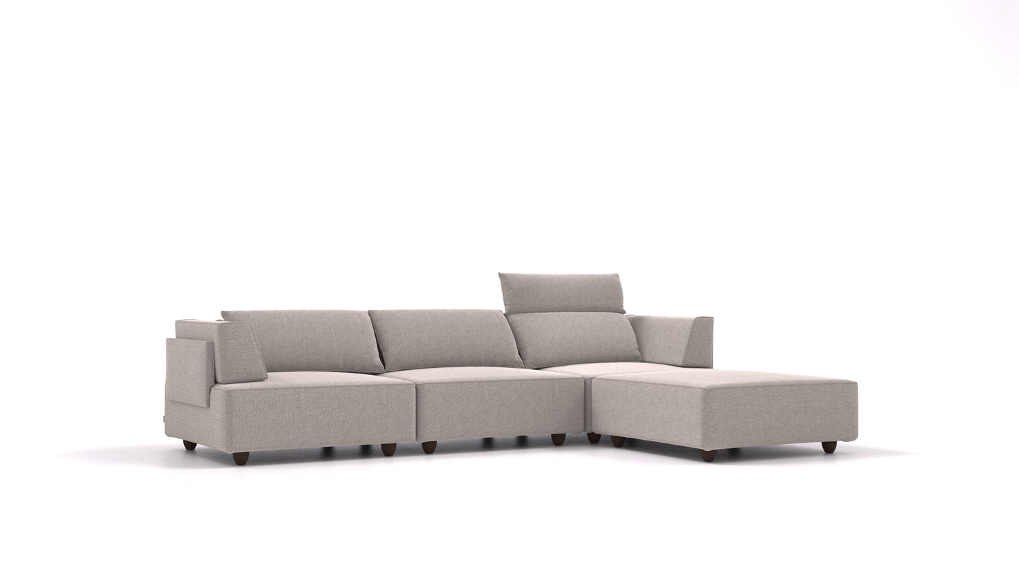 CasCais CS, modularna sjedeća garnitura FEYDOM u tkanini Phoenix FE-84 Middle Grey, tamne noge
