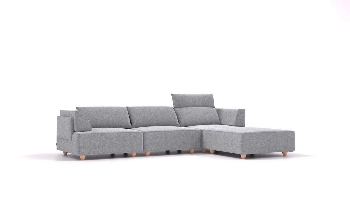 CasCais CS, modularna sjedeća garnitura FEYDOM u tkanini Phoenix FE-92 Dark Grey, svijetle noge