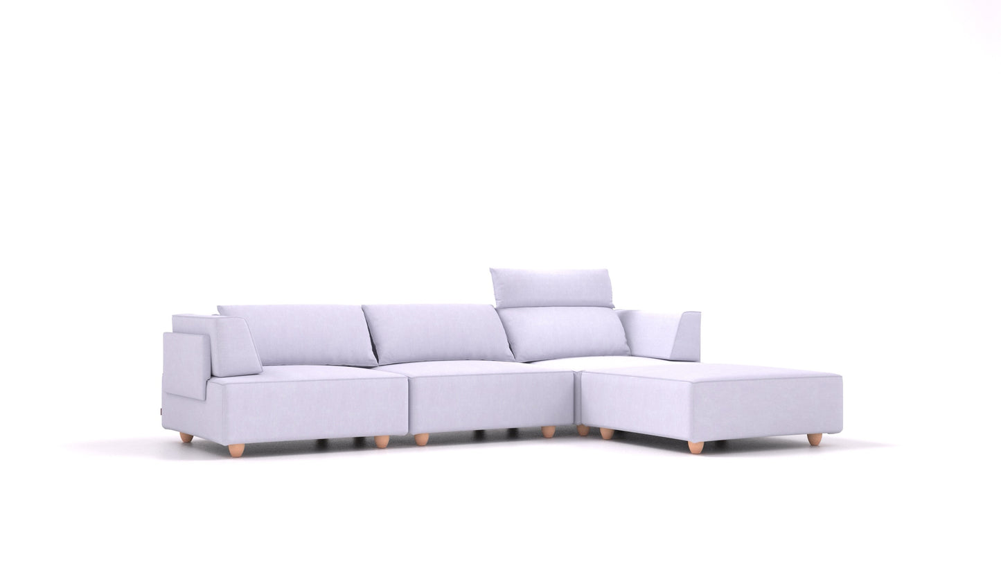 CasCais CS, modularna sjedeća garnitura FEYDOM u tkanini Mollia FF-17 Lavander, svijetle noge