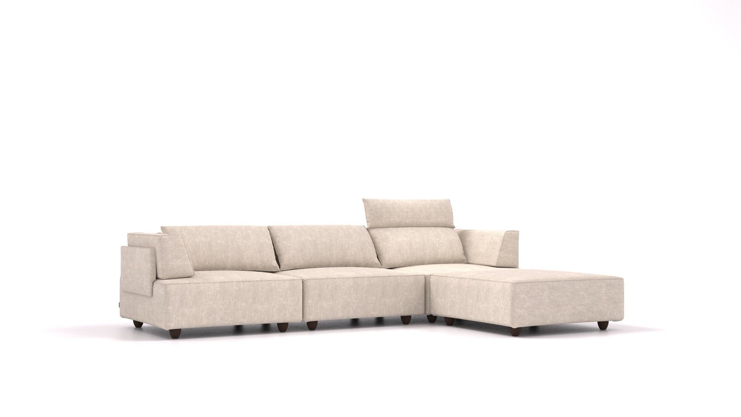 CasCais CS, modularna sjedeća garnitura FEYDOM u tkanini Mollia HC-04 White, tamne noge