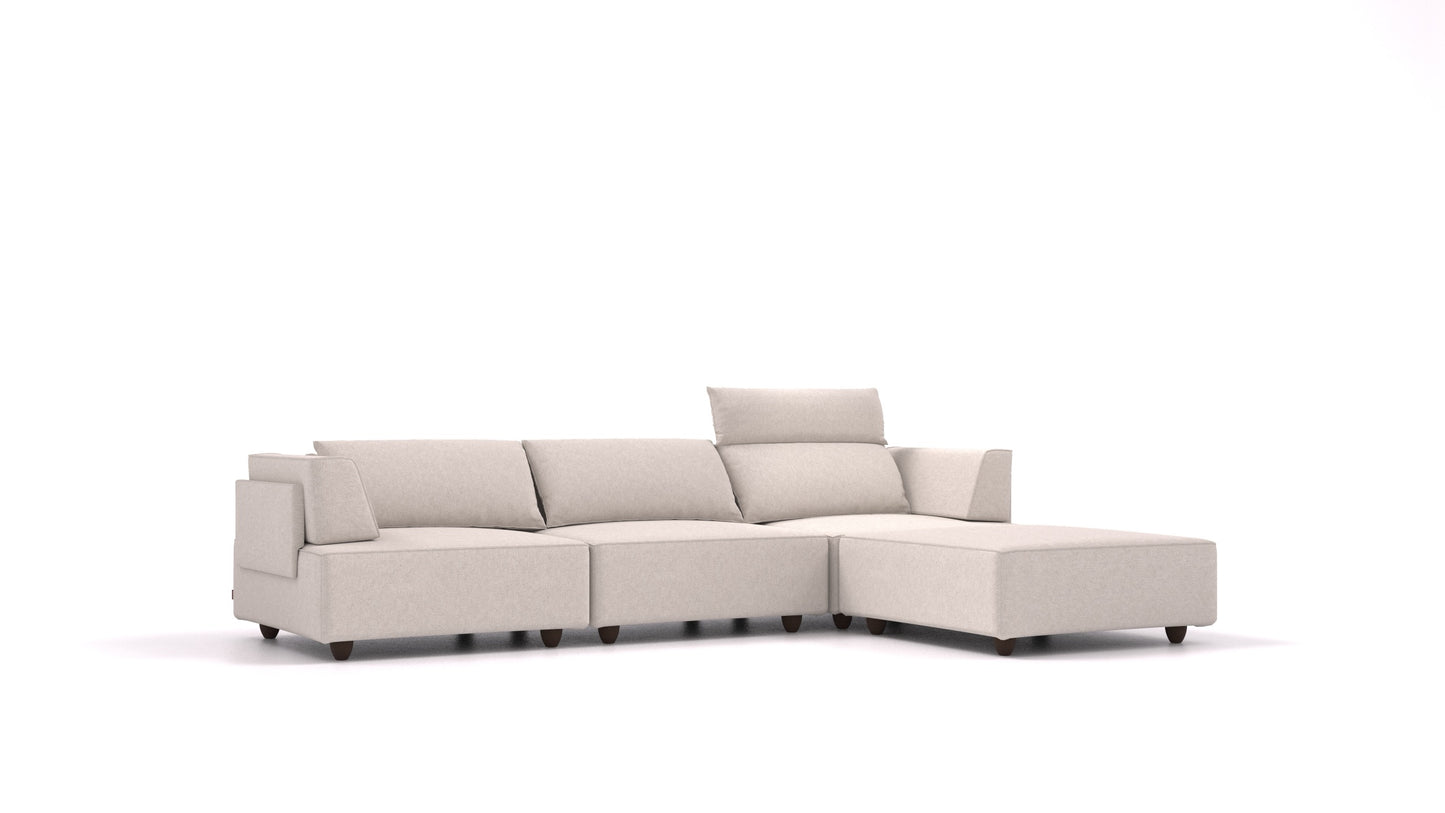 CasCais CS, modularna sjedeća garnitura FEYDOM u tkanini Icon IC-02 Natur, tamne noge