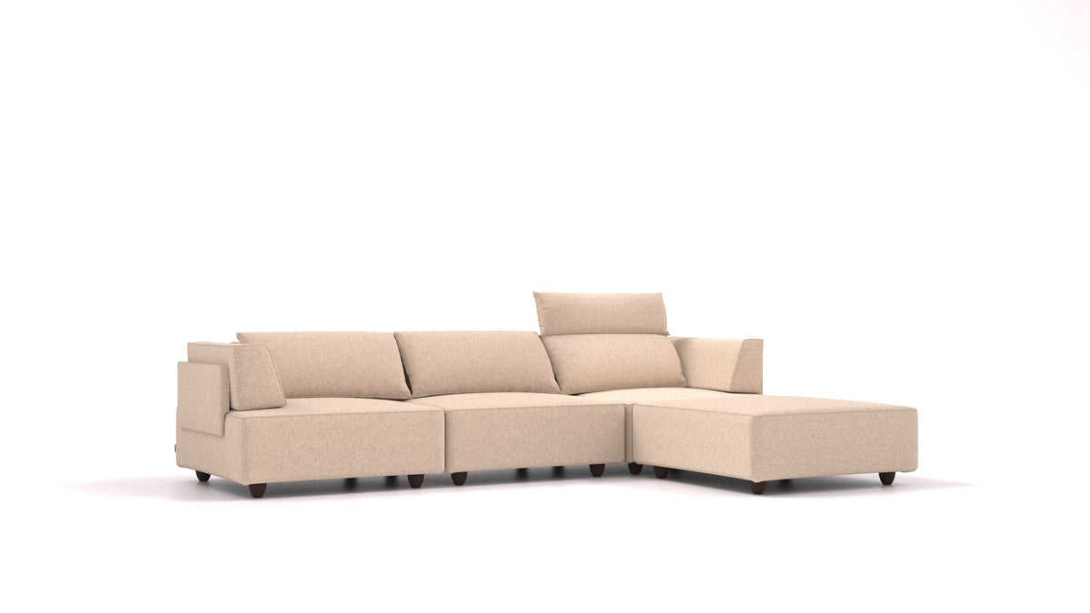 CasCais CS, modularna sjedeća garnitura FEYDOM u tkanini Icon IC-06 Cappuccino, tamne noge