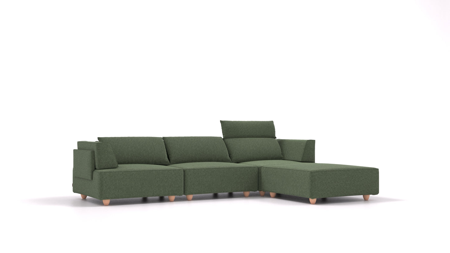 CasCais CS, modularna sjedeća garnitura FEYDOM u tkanini Icon IC-39 Forest, svijetle noge