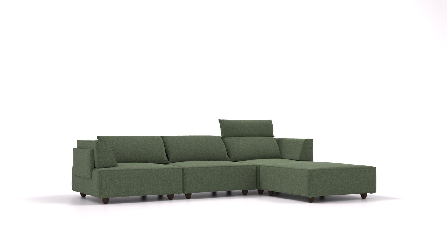 CasCais CS, modularna sjedeća garnitura FEYDOM u tkanini Icon IC-39 Forest, tamne noge