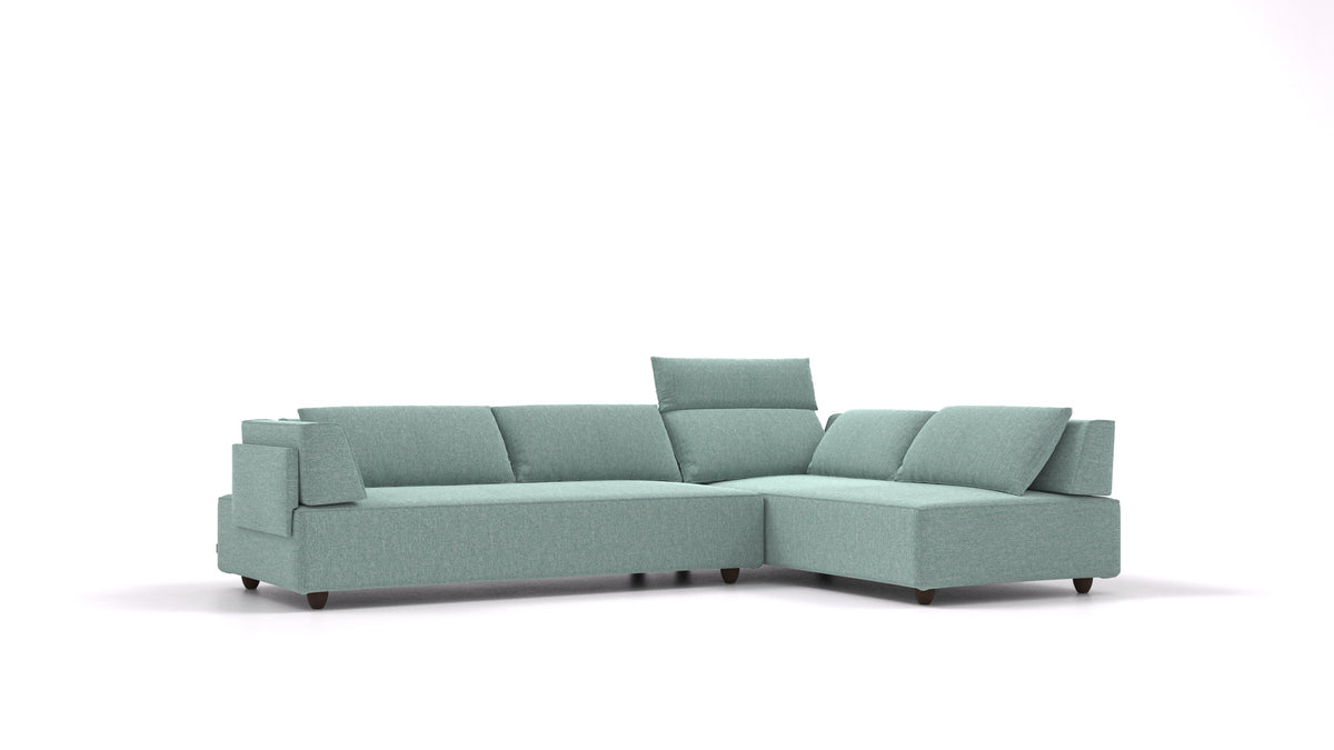 CasCais G, modularna sjedeća garnitura FEYDOM u tkanini Alure DE-75 Pastel Blue, tamne noge