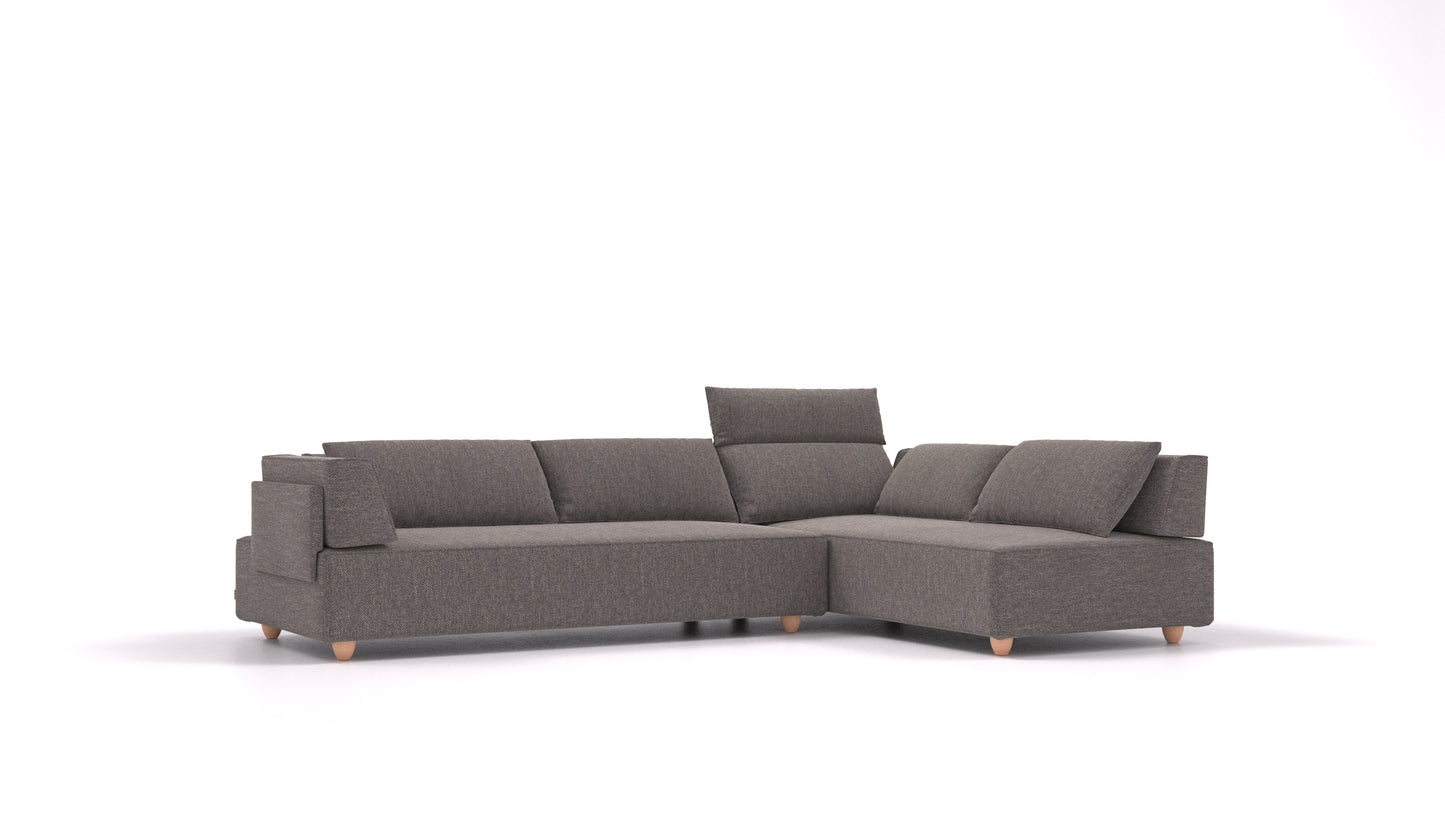 CasCais G, modularna sjedeća garnitura FEYDOM u tkanini Alure DE-92 Middle Grey, svijetle noge