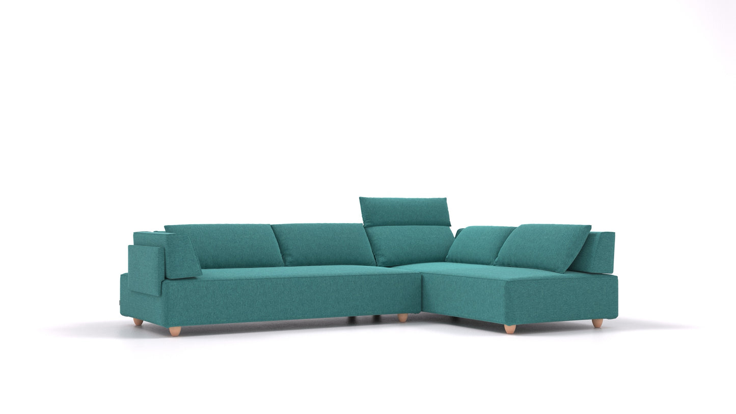 CasCais G, modularna sjedeća garnitura FEYDOM u tkanini Velare ET-16 Turquoise, svijetle noge