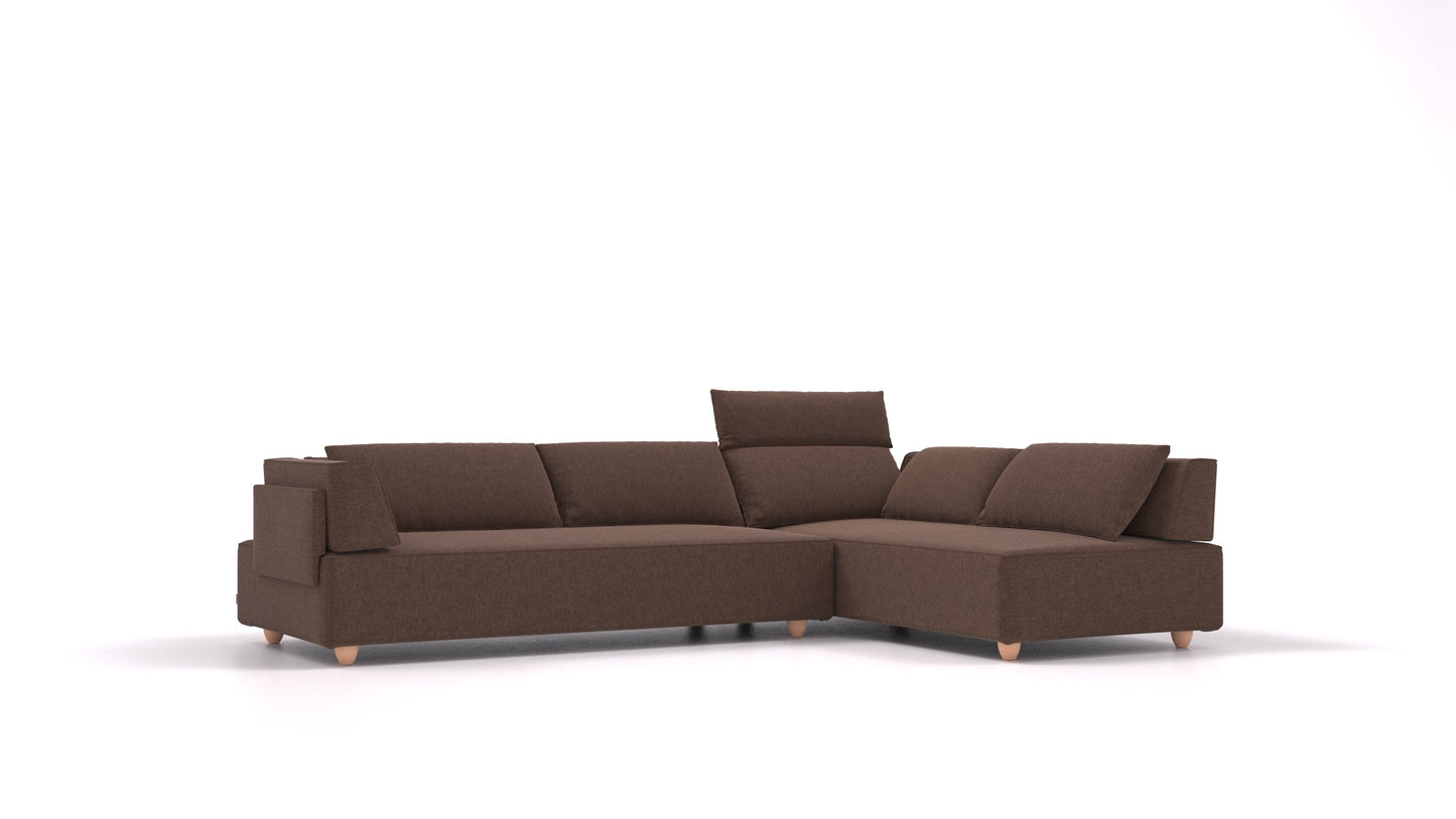 CasCais G, modularna sjedeća garnitura FEYDOM u tkanini Velare ET-27 Chocolate, svijetle noge
