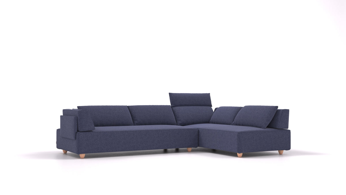 CasCais G, modularna sjedeća garnitura FEYDOM u tkanini Velare ET-80 Noble Blue, svijetle noge