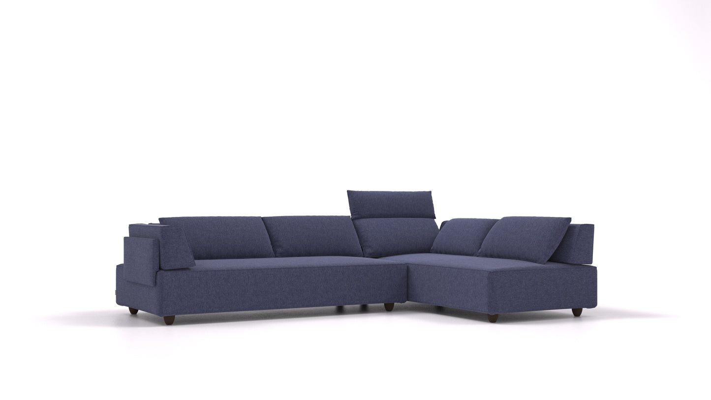 CasCais G, modularna sjedeća garnitura FEYDOM u tkanini Velare ET-80 Noble Blue, tamne noge