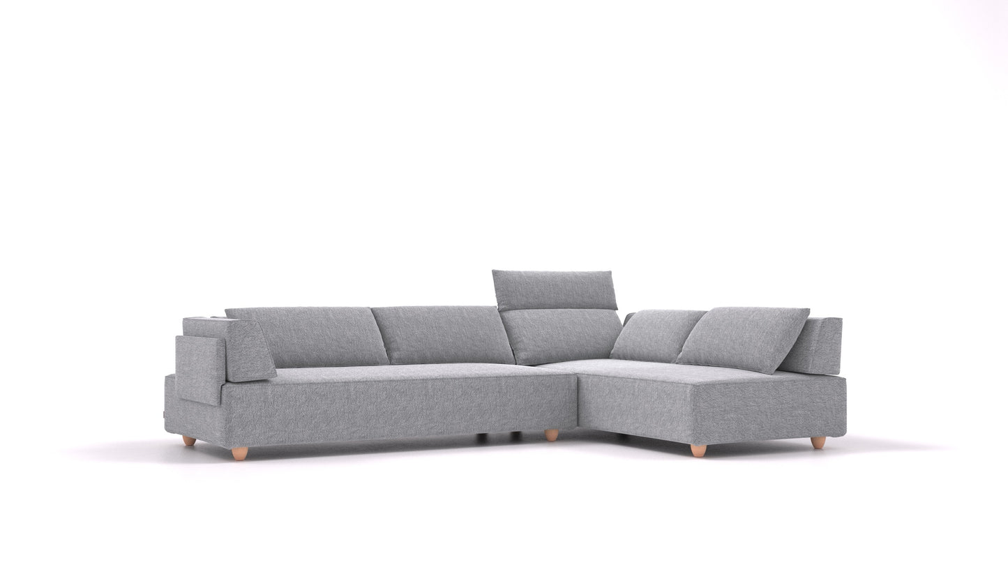 CasCais G, modularna sjedeća garnitura FEYDOM u tkanini Phoenix FE-92 Dark Grey, svijetle noge