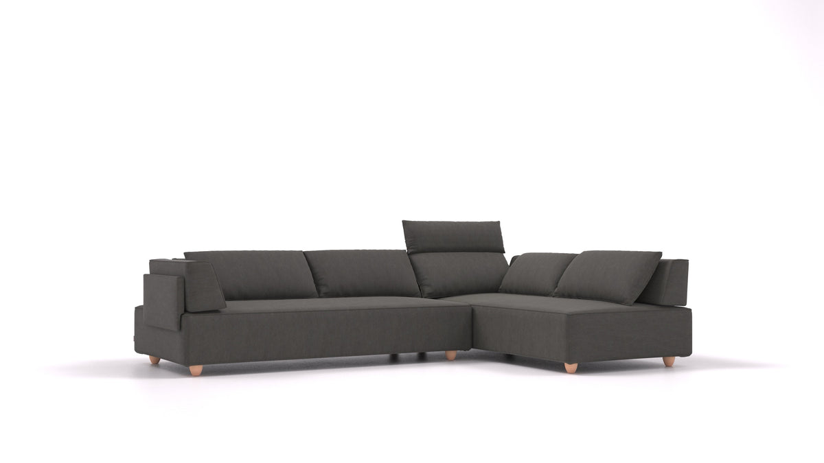 CasCais G, modularna sjedeća garnitura FEYDOM u tkanini Mollia FF-12 Dark Grey, svijetle noge