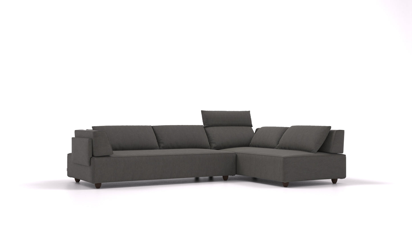 CasCais G, modularna sjedeća garnitura FEYDOM u tkanini Mollia FF-12 Dark Grey, tamne noge