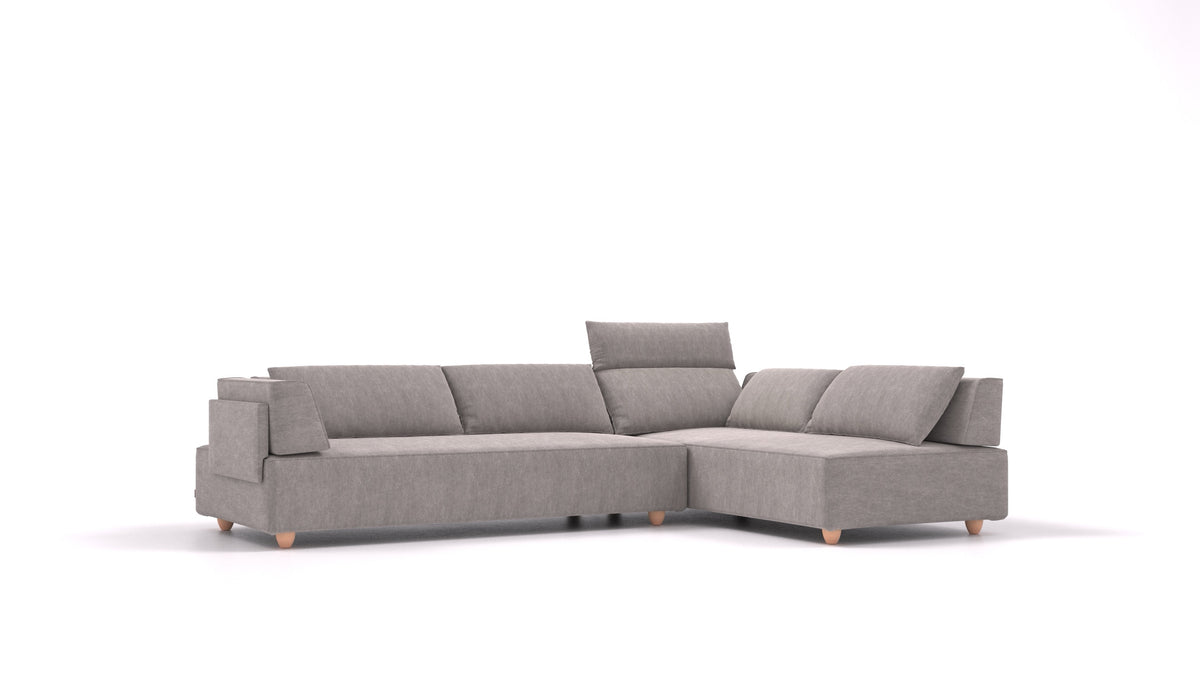 CasCais G, modularna sjedeća garnitura FEYDOM u tkanini Mollia FF-14 Middle Grey, svijetle noge