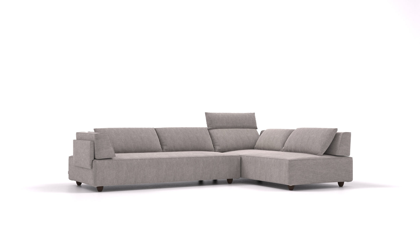 CasCais G, modularna sjedeća garnitura FEYDOM u tkanini Mollia FF-14 Middle Grey, tamne noge