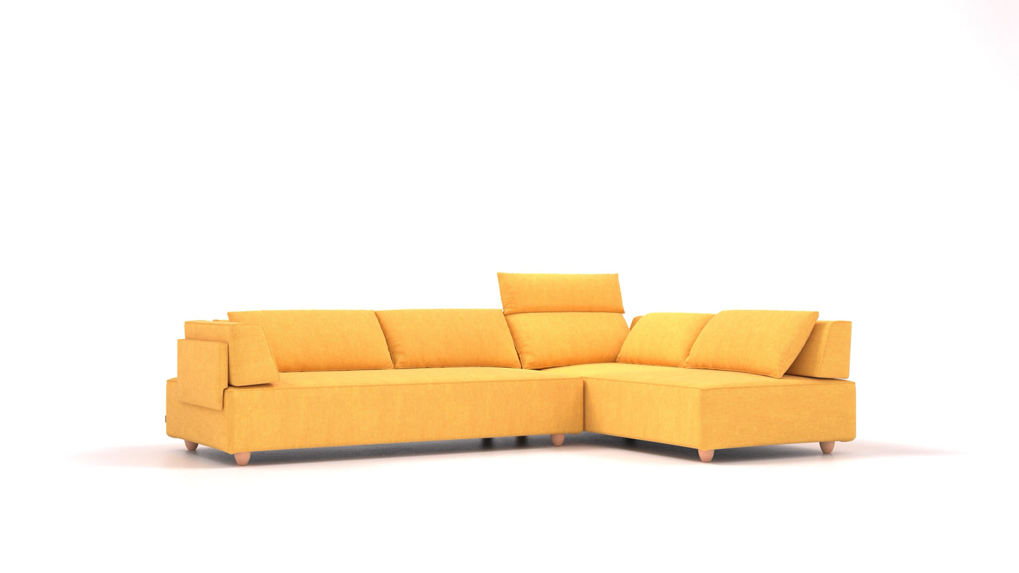 CasCais G, modularna sjedeća garnitura FEYDOM u tkanini Mollia FF-16 Yellow, svijetle noge