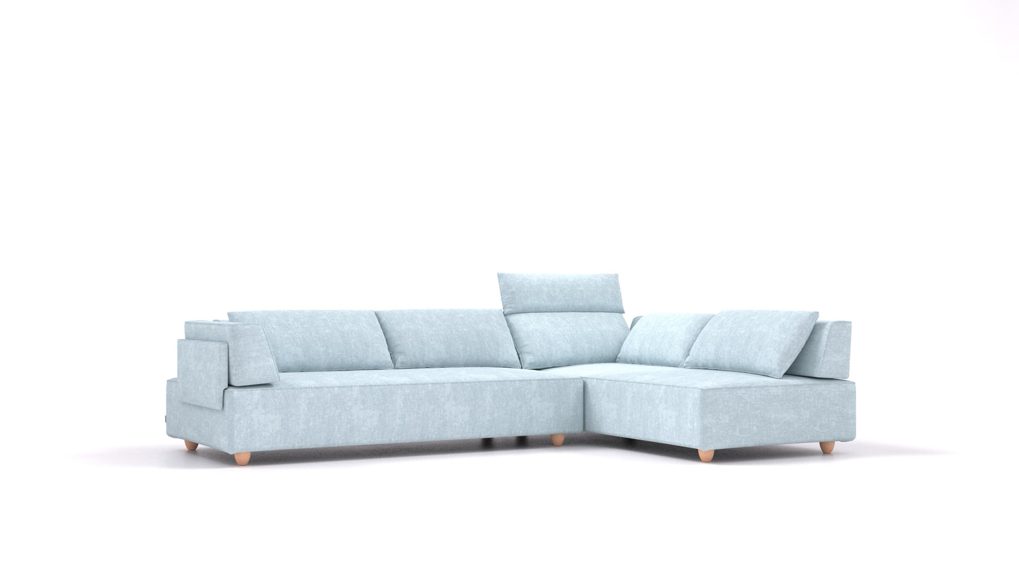 CasCais G, modularna sjedeća garnitura FEYDOM u tkanini Mollia FF-19 Pastel Blue, svijetle noge
