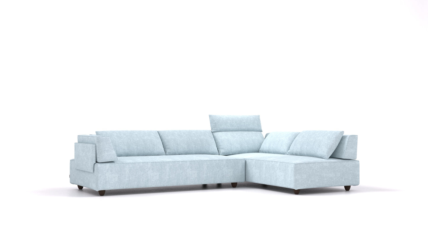 CasCais G, modularna sjedeća garnitura FEYDOM u tkanini Mollia FF-19 Pastel Blue, tamne noge