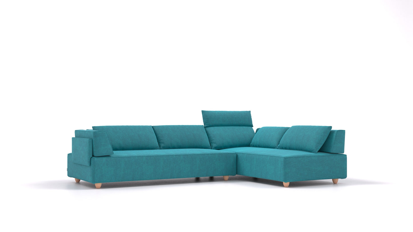 CasCais G, modularna sjedeća garnitura FEYDOM u tkanini Mollia FF-20 Turquoise, svijetle noge