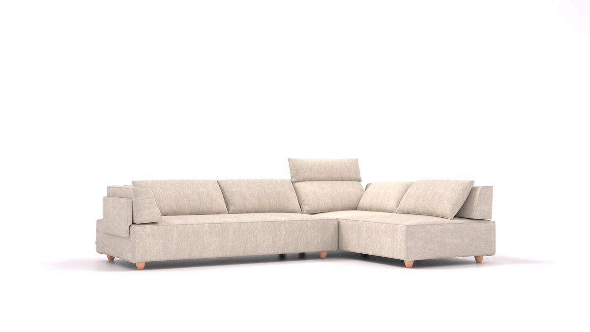 CasCais G, modularna sjedeća garnitura FEYDOM u tkanini Mollia HC-04 White, svijetle noge
