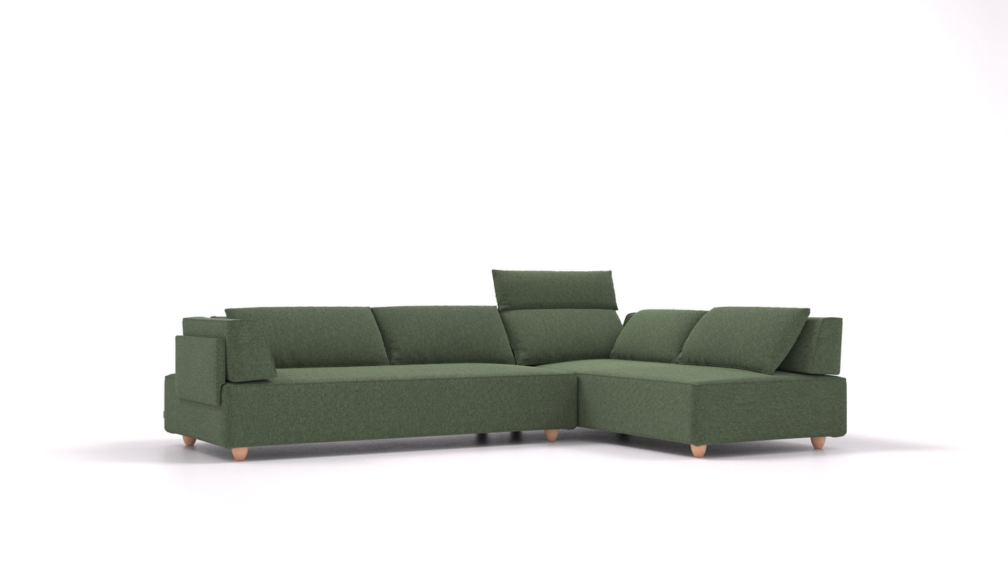 CasCais G, modularna sjedeća garnitura FEYDOM u tkanini Icon IC-39 Forest, svijetle noge