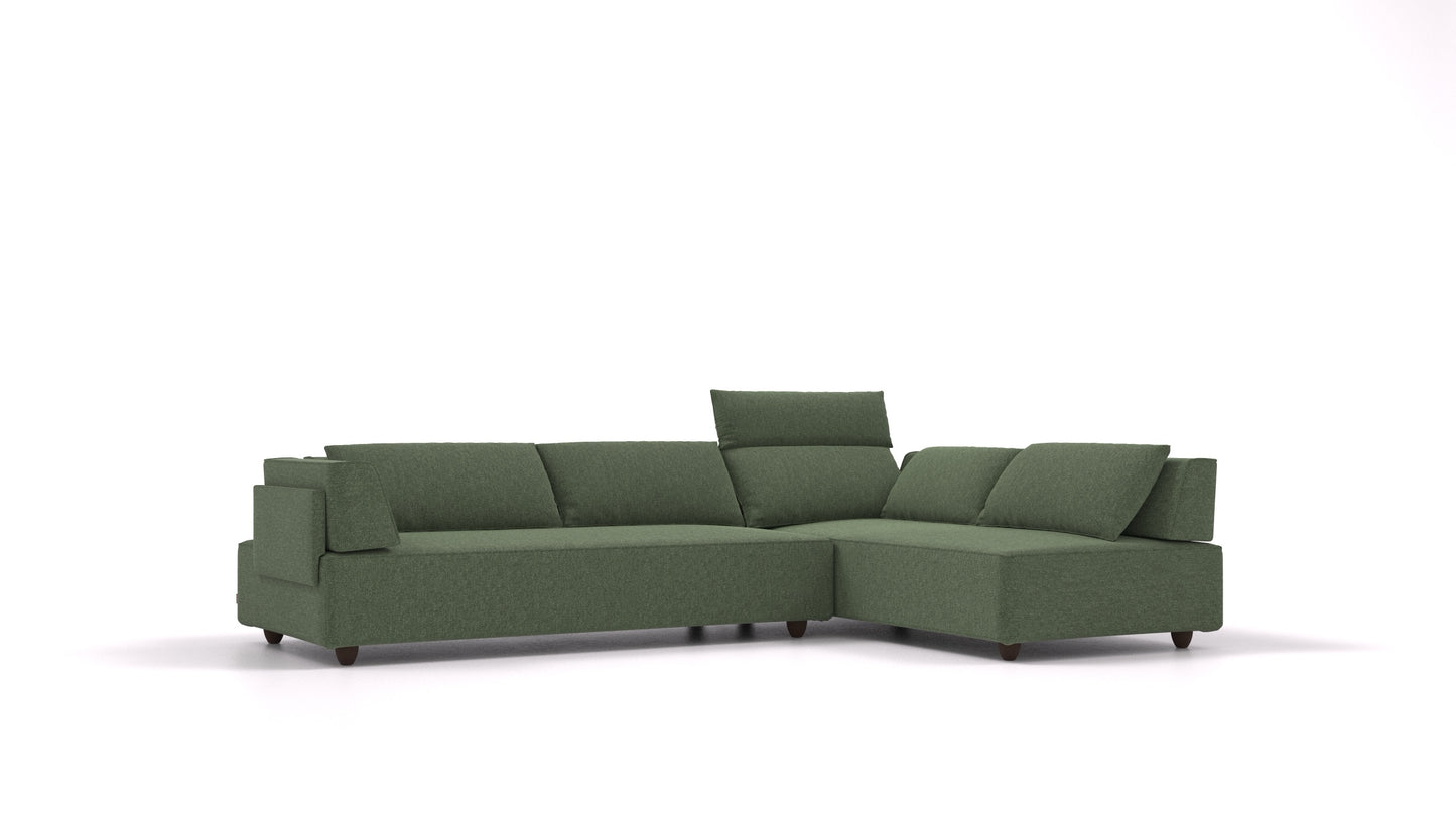 CasCais G, modularna sjedeća garnitura FEYDOM u tkanini Icon IC-39 Forest, tamne noge